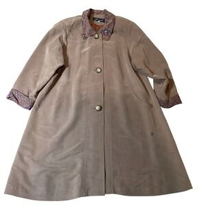 POINT High Fashion Women's Brown Paisley Collar Sleeve Trim Coat Size L